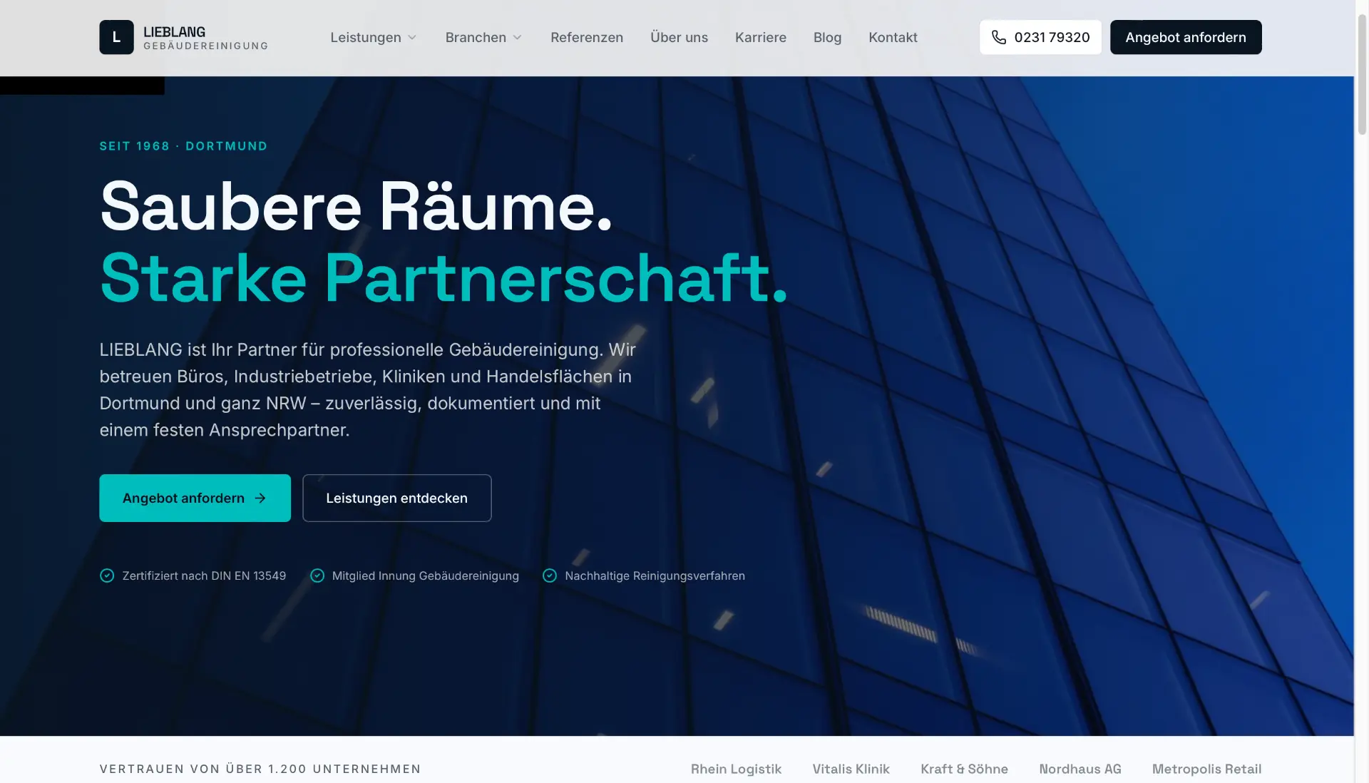 LIEBLANG Gebäudereinigung — Website nach dem Relaunch